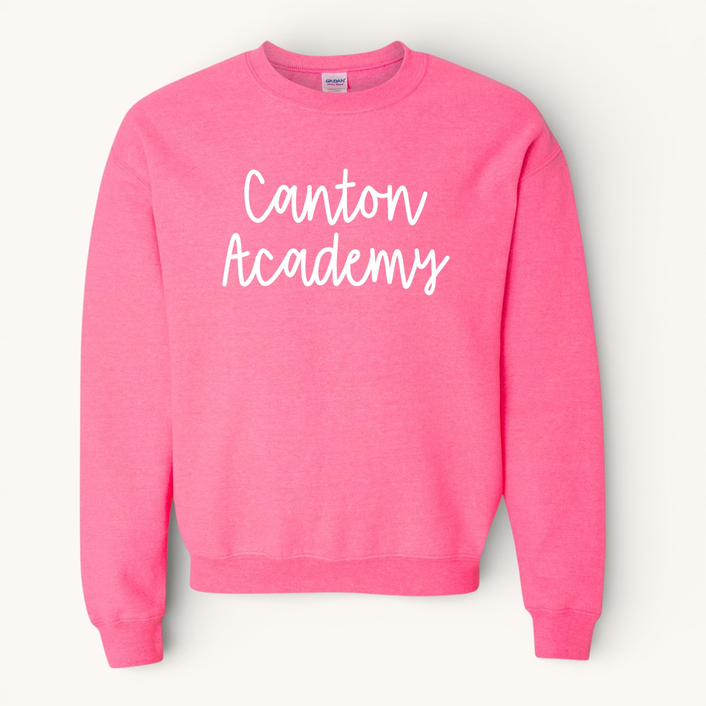 Canton Academy | Safety Pink CA Script Crewneck Sweatshirt