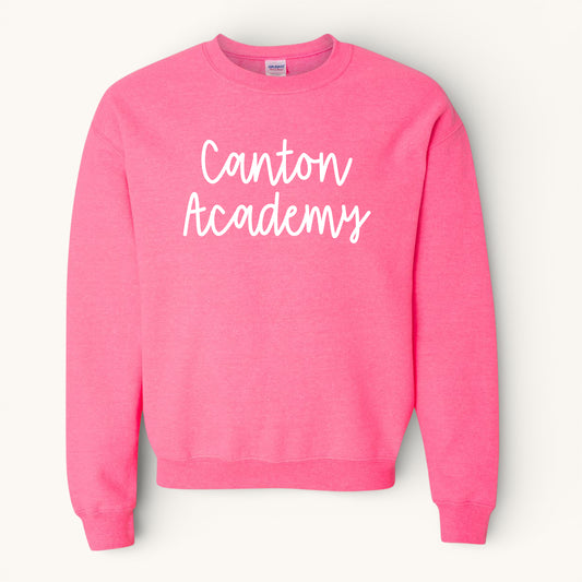 Canton Academy | Safety Pink CA Script Crewneck Sweatshirt