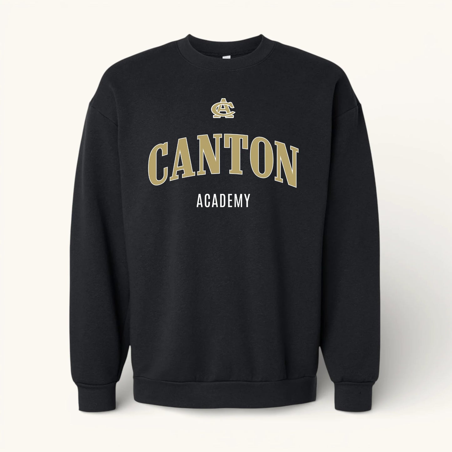 Canton Academy | Arched Logo Black Crewneck Sweatshirt