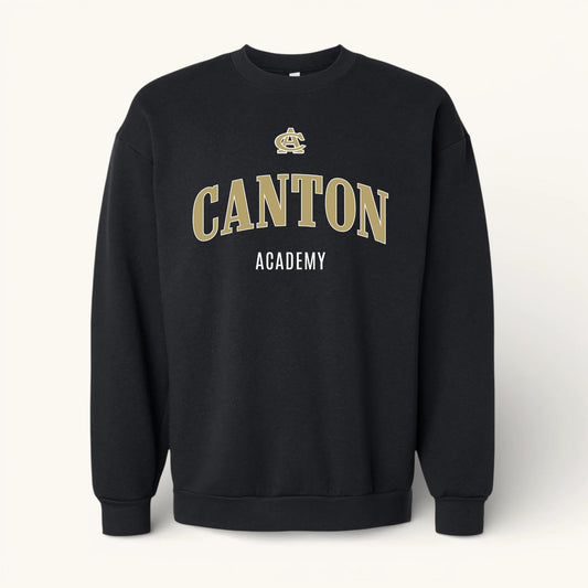 Canton Academy | Arched Logo Black Crewneck Sweatshirt